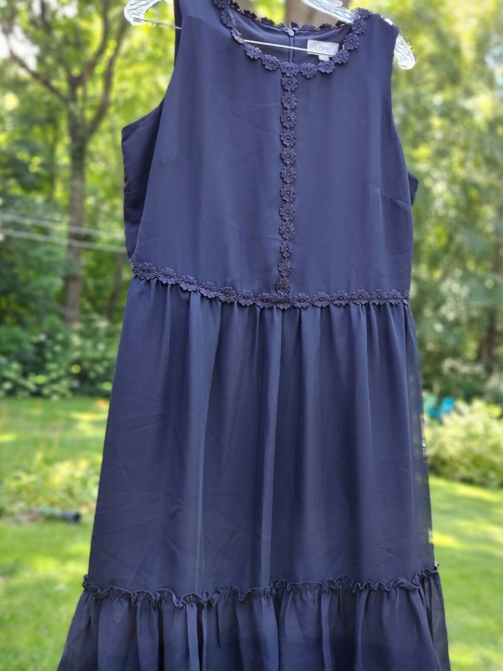 Loft black feminine detailed dress size 12 NWT